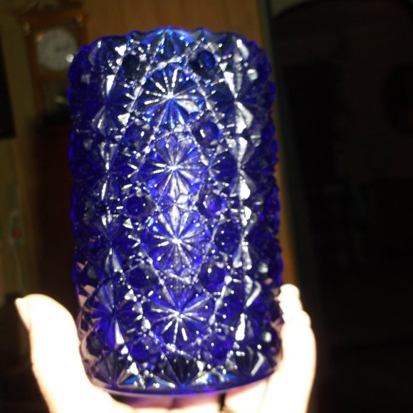 none Other - vintage colbult blue glass vase buttons an bows none Other - vintage colbult blue glass vase buttons an bows